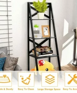 Costway 4-Tier Ladder Shelf Bookshelf Bookcase Storage Display Leaning Home Office Decor -Bookshelves Sales Shop unnamed file 2154