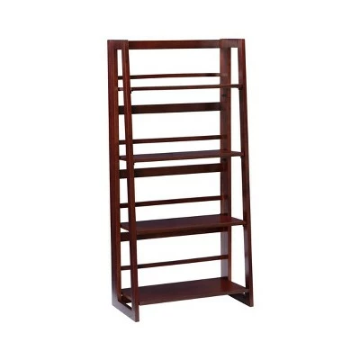 48" Delanie Folding Bookcase - Linon Walnut 9 48" Delanie Folding Bookcase - Linon Walnut - Image 7