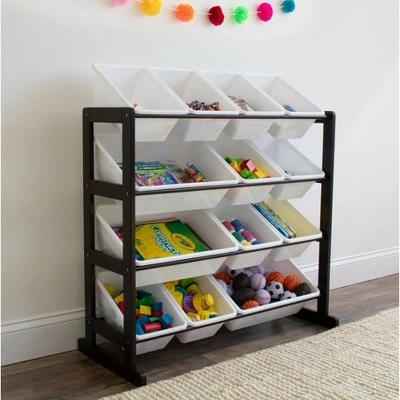 Ladder Toy Storage Organizer with 12 Storage Bins Espresso/White - Humble Crew 5 Ladder Toy Storage Organizer with 12 Storage Bins Espresso/White - Humble Crew - Image 3