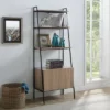 72" Open Shelf and Closed Storage Cabinet Ladder Bookcase - Saracina Home Dark Walnut -Bookshelves Sales Shop unnamed file 2171