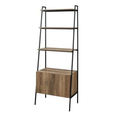 72" Open Shelf and Closed Storage Cabinet Ladder Bookcase - Saracina Home Dark Walnut 12 72" Open Shelf and Closed Storage Cabinet Ladder Bookcase - Saracina Home Dark Walnut - Image 10
