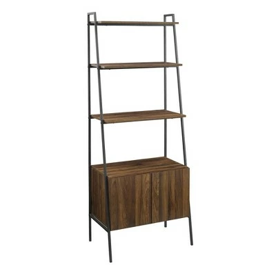 72" Open Shelf and Closed Storage Cabinet Ladder Bookcase - Saracina Home Dark Walnut 13 72" Open Shelf and Closed Storage Cabinet Ladder Bookcase - Saracina Home Dark Walnut - Image 11