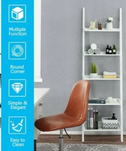 Costway Versatile White 5-Tier Bookshelf Leaning Wall Shelf Ladder Bookcase Storage Display Furni -Bookshelves Sales Shop unnamed file 2186