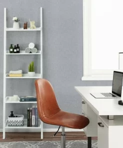 Costway Versatile White 5-Tier Bookshelf Leaning Wall Shelf Ladder Bookcase Storage Display Furni -Bookshelves Sales Shop unnamed file 2189