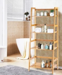 Costway Multifunctional 4 Shelf Bamboo Bookcase Ladder Plant Flower Stand Rack Storage -Bookshelves Sales Shop unnamed file 2196