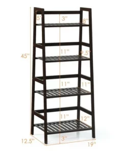Costway 4-Tier Bamboo Ladder Shelf Plant Display Stand Rack Bookshelf Dark Brown -Bookshelves Sales Shop unnamed file 2210