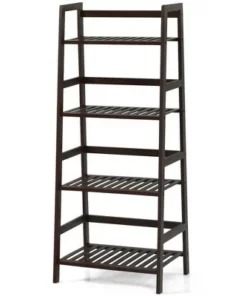 Costway 4-Tier Bamboo Ladder Shelf Plant Display Stand Rack Bookshelf Dark Brown -Bookshelves Sales Shop unnamed file 2214