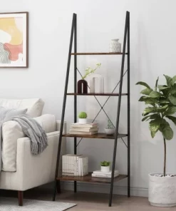 71.5" Newnan Modern Industrial 4 Shelf Etagere Ladder Bookcase - Christopher Knight Home White/black