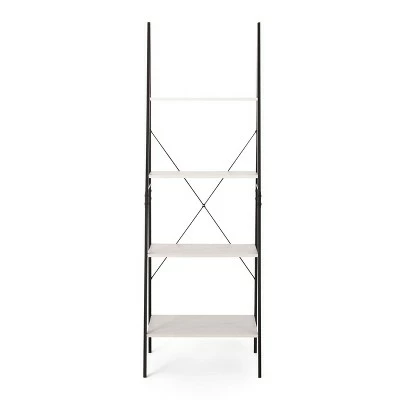 71.5" Newnan Modern Industrial 4 Shelf Etagere Ladder Bookcase - Christopher Knight Home White/black 11 71.5" Newnan Modern Industrial 4 Shelf Etagere Ladder Bookcase - Christopher Knight Home White/black - Image 9