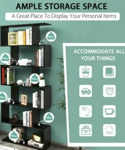 Costway 2 PCS 6 Tier S-Shaped Bookshelf Storage Display Bookcase Z-Shelf 17 Costway 2 PCS 6 Tier S-Shaped Bookshelf Storage Display Bookcase Z-Shelf -Bookshelves Sales Shop unnamed file 2252