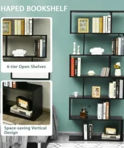Costway 2 PCS 6 Tier S-Shaped Bookshelf Storage Display Bookcase Z-Shelf 18 Costway 2 PCS 6 Tier S-Shaped Bookshelf Storage Display Bookcase Z-Shelf -Bookshelves Sales Shop unnamed file 2253