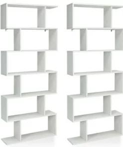Costway 2 PCS 6 Tier S-Shaped Bookshelf Storage Display Bookcase Z-Shelf 23 Costway 2 PCS 6 Tier S-Shaped Bookshelf Storage Display Bookcase Z-Shelf -Bookshelves Sales Shop unnamed file 2258