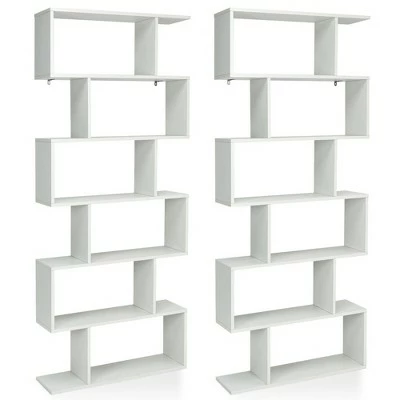 Costway 2 PCS 6 Tier S-Shaped Bookshelf Storage Display Bookcase Z-Shelf 13 Costway 2 PCS 6 Tier S-Shaped Bookshelf Storage Display Bookcase Z-Shelf - Image 11