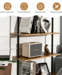 Costway 4-Tier Ladder Shelf Bookshelf Industrial Wall Shelf w/Metal Frame Rustic Brown 14 Costway 4-Tier Ladder Shelf Bookshelf Industrial Wall Shelf w/Metal Frame Rustic Brown -Bookshelves Sales Shop unnamed file 2262