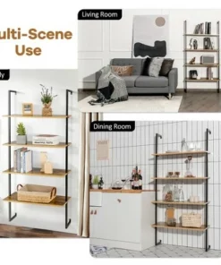 Costway 4-Tier Ladder Shelf Bookshelf Industrial Wall Shelf w/Metal Frame Rustic Brown 15 Costway 4-Tier Ladder Shelf Bookshelf Industrial Wall Shelf w/Metal Frame Rustic Brown -Bookshelves Sales Shop unnamed file 2263