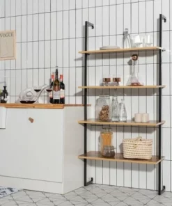 Costway 4-Tier Ladder Shelf Bookshelf Industrial Wall Shelf w/Metal Frame Rustic Brown 18 Costway 4-Tier Ladder Shelf Bookshelf Industrial Wall Shelf w/Metal Frame Rustic Brown -Bookshelves Sales Shop unnamed file 2266