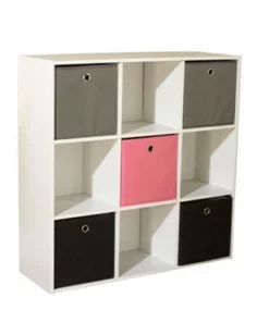 7.5" Utility Bookcase with 5 Fabric Bins - Buylateral White/pink -Bookshelves Sales Shop unnamed file 228