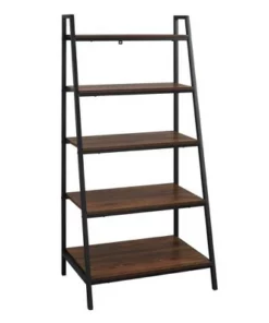 56" Metal and Wood Tiered Ladder Bookcase - Saracina Home Dark Walnut 20 56" Metal and Wood Tiered Ladder Bookcase - Saracina Home Dark Walnut -Bookshelves Sales Shop unnamed file 2288