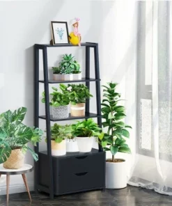 Costway 4-Tier Ladder Shelf Bookshelf Bookcase Storage Display Leaning With 2 Drawers 12 Costway 4-Tier Ladder Shelf Bookshelf Bookcase Storage Display Leaning With 2 Drawers -Bookshelves Sales Shop unnamed file 2293