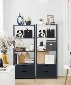 Costway 4-Tier Ladder Shelf Bookshelf Bookcase Storage Display Leaning With 2 Drawers 13 Costway 4-Tier Ladder Shelf Bookshelf Bookcase Storage Display Leaning With 2 Drawers -Bookshelves Sales Shop unnamed file 2294