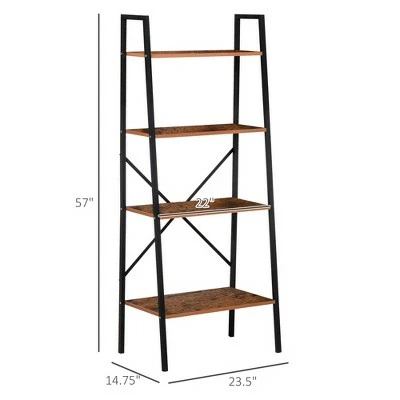 HomCom 4-Tier Vintage Look Ladder Book Shelf 6 HomCom 4-Tier Vintage Look Ladder Book Shelf - Image 4
