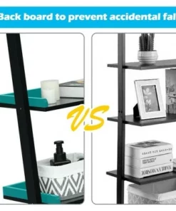 Costway Ladder Shelf 5-Tier Plant Stand Wall-leaning Bookcase Display Rack Black -Bookshelves Sales Shop unnamed file 2325