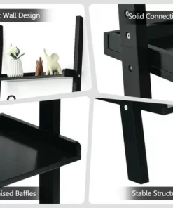 Costway Ladder Shelf 5-Tier Plant Stand Wall-leaning Bookcase Display Rack Black -Bookshelves Sales Shop unnamed file 2327