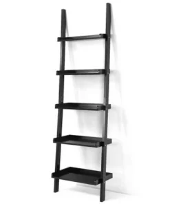 Costway Ladder Shelf 5-Tier Plant Stand Wall-leaning Bookcase Display Rack Black -Bookshelves Sales Shop unnamed file 2330