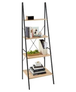 70" Ladder Bookshelf Mixed Material Light Brown - ClosetMaid