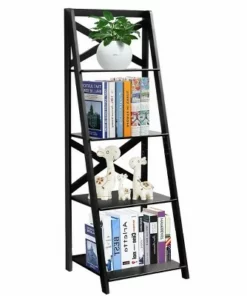 Costway 2 Pcs 4-Tier Ladder Shelf Bookshelf Bookcase Storage Display Leaning Home Office -Bookshelves Sales Shop unnamed file 2346