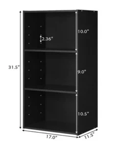 Costway 3 Open Shelf Bookcase Modern Multi-functional Storage Display Cabinet Black