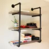 Sunnydaze Decor Sunnydaze 3 Shelf Industrial Style Pipe Frame Wall-Mounted Floating Shelf with Wood Veneer Shelves - Oak Gray Veneer -Bookshelves Sales Shop unnamed file 2361