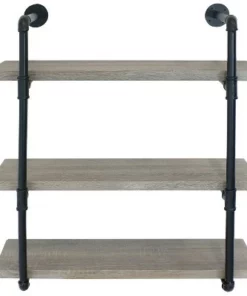 Sunnydaze Decor Sunnydaze 3 Shelf Industrial Style Pipe Frame Wall-Mounted Floating Shelf with Wood Veneer Shelves - Oak Gray Veneer 9 Sunnydaze Decor Sunnydaze 3 Shelf Industrial Style Pipe Frame Wall-Mounted Floating Shelf with Wood Veneer Shelves - Oak Gray Veneer -Bookshelves Sales Shop unnamed file 2364