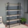 Sunnydaze Decor Sunnydaze 5 Shelf Industrial Style Freestanding Etagere Bookshelf with Wood Veneer Shelves - Oak Gray Veneer -Bookshelves Sales Shop unnamed file 2394