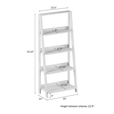Hastings Home 4-Tier Ladder Bookshelf Freestanding Wooden Bookcase, White 3 Hastings Home 4-Tier Ladder Bookshelf Freestanding Wooden Bookcase, White
