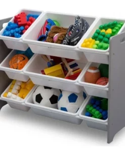 Delta Children MySize 9 Bin Plastic Toy Organizer - Gray with White Bins -Bookshelves Sales Shop unnamed file 24