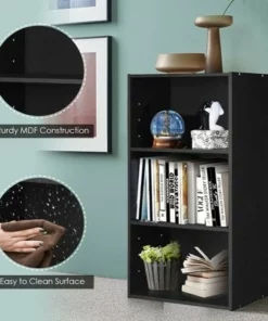 Costway 3 Open Shelf Bookcase Modern Multi-functional Storage Display Cabinet Black -Bookshelves Sales Shop unnamed file 240