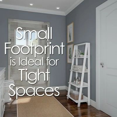 Hastings Home 4-Tier Ladder Bookshelf Freestanding Wooden Bookcase, White 5 Hastings Home 4-Tier Ladder Bookshelf Freestanding Wooden Bookcase, White - Image 3