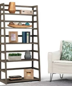 63"x30" Normandy Ladder Shelf Bookcase Farmhouse - Wyndenhall Black