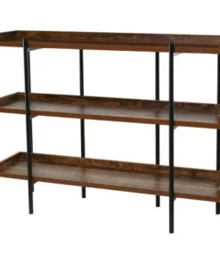 Modern Wood and Steel 3 Shelf Display - Onespace Brown/black
