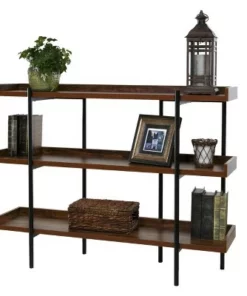 Modern Wood and Steel 3 Shelf Display - Onespace Brown/black -Bookshelves Sales Shop unnamed file 2437