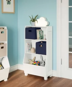 23" Kids' Bookcase with Toy Organizer and 2 Bins - RiverRidge Home Pink