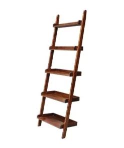 75.5" 5 Tier Solid Wood Leaning Bookshelf - International Concepts White