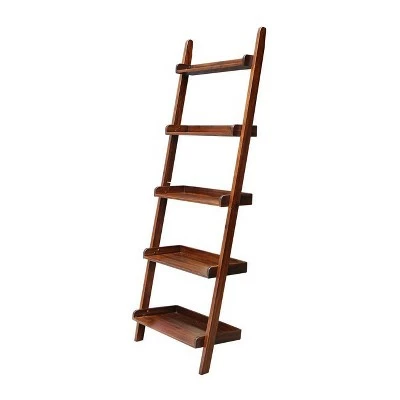 75.5" 5 Tier Solid Wood Leaning Bookshelf - International Concepts White 3 75.5" 5 Tier Solid Wood Leaning Bookshelf - International Concepts White