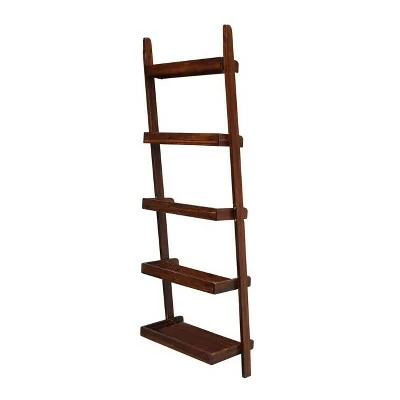 75.5" 5 Tier Solid Wood Leaning Bookshelf - International Concepts White 5 75.5" 5 Tier Solid Wood Leaning Bookshelf - International Concepts White - Image 3