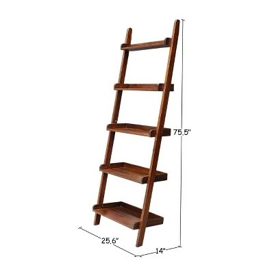 75.5" 5 Tier Solid Wood Leaning Bookshelf - International Concepts White 6 75.5" 5 Tier Solid Wood Leaning Bookshelf - International Concepts White - Image 4