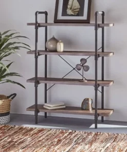 55.75" Oswald Industrial 4-Tier Shelf Dark Brown - Christopher Knight Home