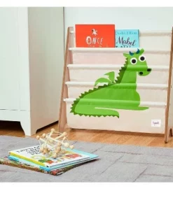 3 Sprouts High Quality Multipurpose Kids and Toddler Playroom or Bedroom Storage Shelf Organizer Bookcase Furniture, Green Dragon