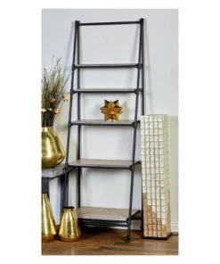 72" Metal and Wood 5 Shelf A Frame Book Stand Black - Olivia & May -Bookshelves Sales Shop unnamed file 2488