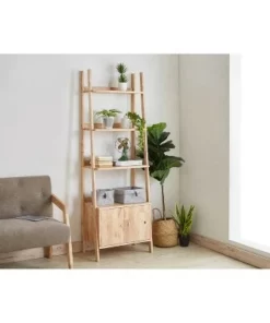 70.75" 3-Tier Stepladder Shelves Storage Cabinet - Ore International Espresso